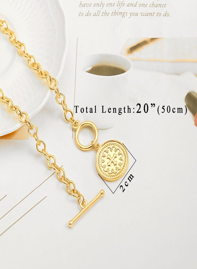SOFYBJA Dainty 18K Gold Chunky Link Water Droplet Chain Cross Coin Necklace for Women Toggle Clasp Necklace Layering Jewelry - Image 4